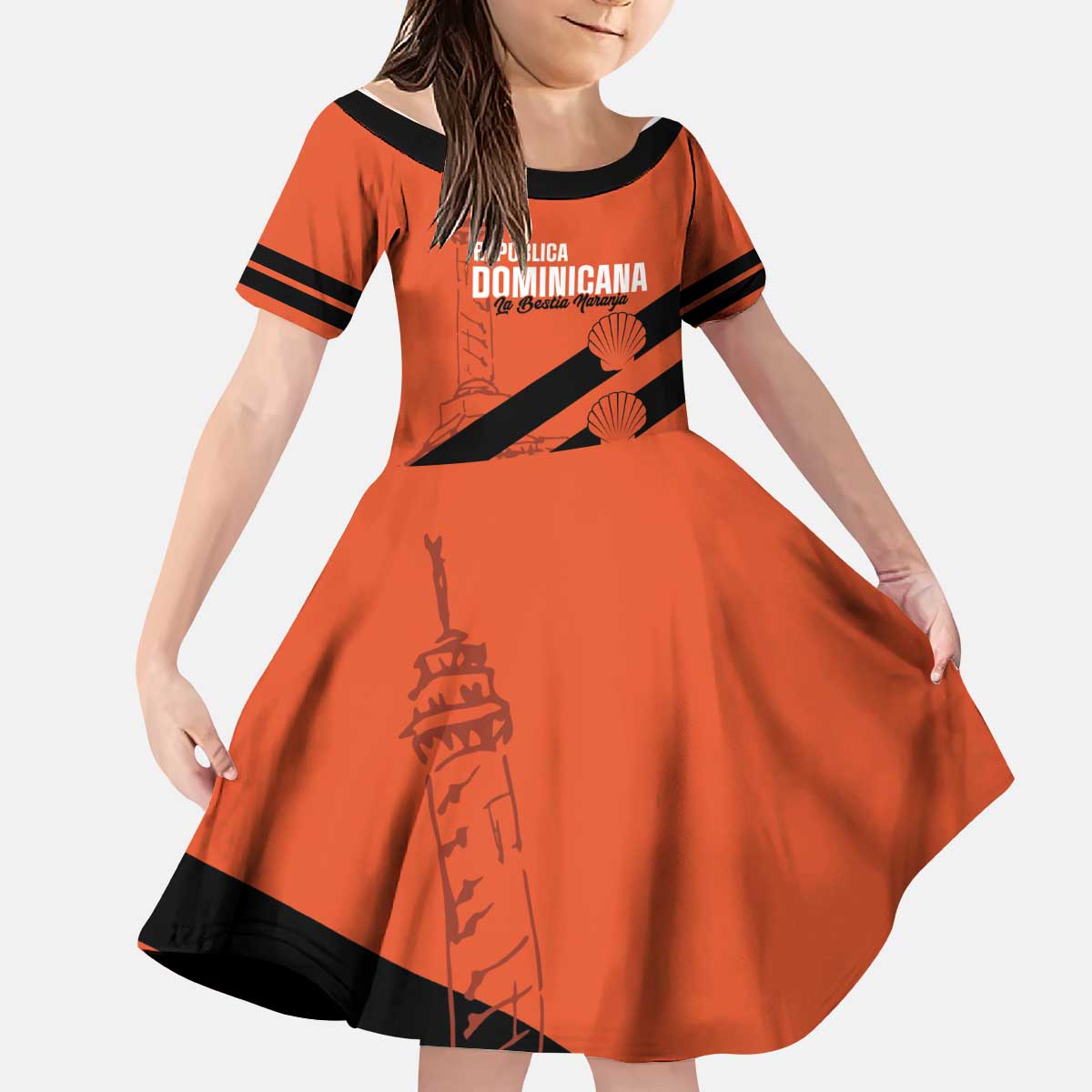 Cibao Dominican Republic Football Custom Kid Short Sleeve Dress Vamos La Bestia Naranja - Wonder Print Shop