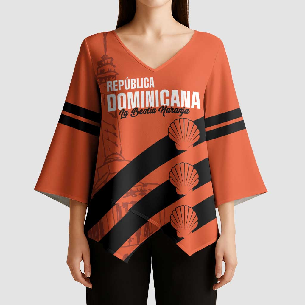 Cibao Dominican Republic Football Custom Kimono Sleeve Blouse Vamos La Bestia Naranja - Wonder Print Shop