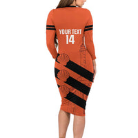 Cibao Dominican Republic Football Custom Long Sleeve Bodycon Dress Vamos La Bestia Naranja - Wonder Print Shop