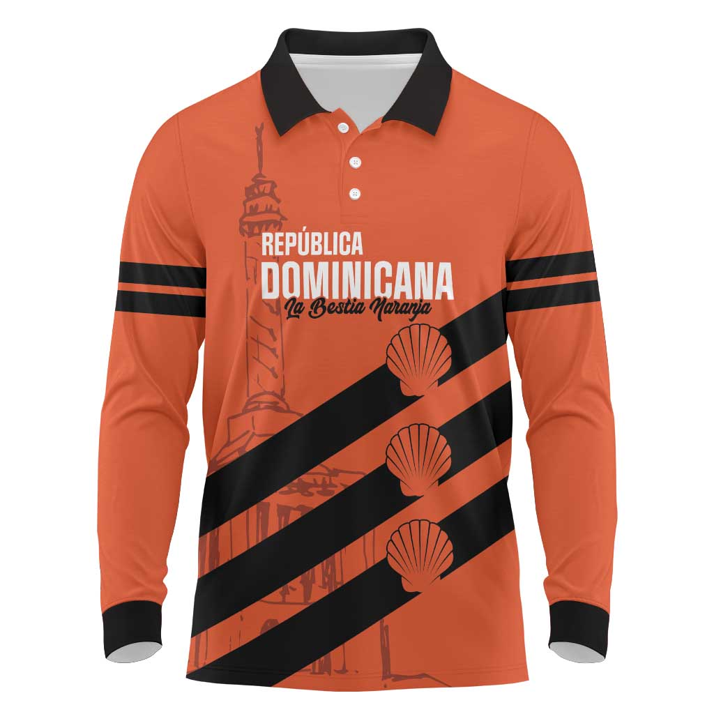 Cibao Dominican Republic Football Custom Long Sleeve Polo Shirt Vamos La Bestia Naranja - Wonder Print Shop