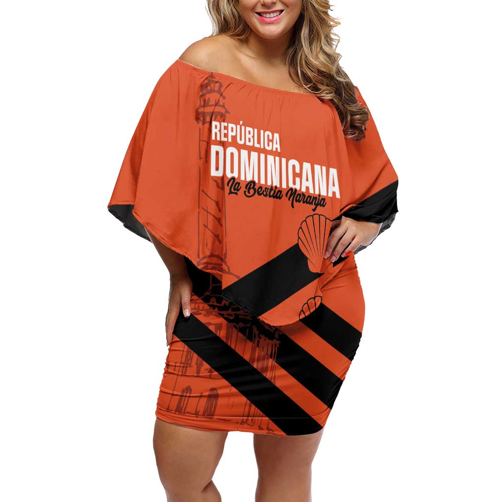 Cibao Dominican Republic Football Custom Off Shoulder Short Dress Vamos La Bestia Naranja - Wonder Print Shop
