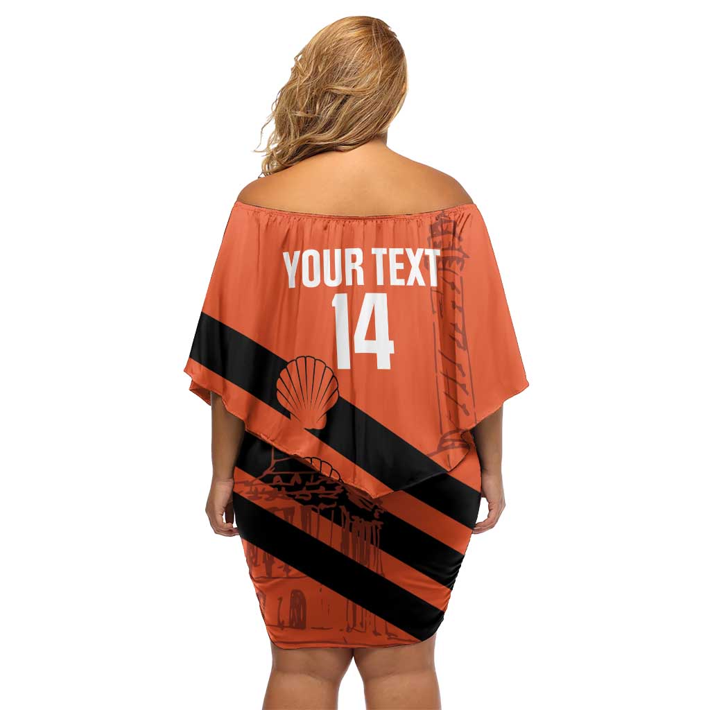 Cibao Dominican Republic Football Custom Off Shoulder Short Dress Vamos La Bestia Naranja - Wonder Print Shop