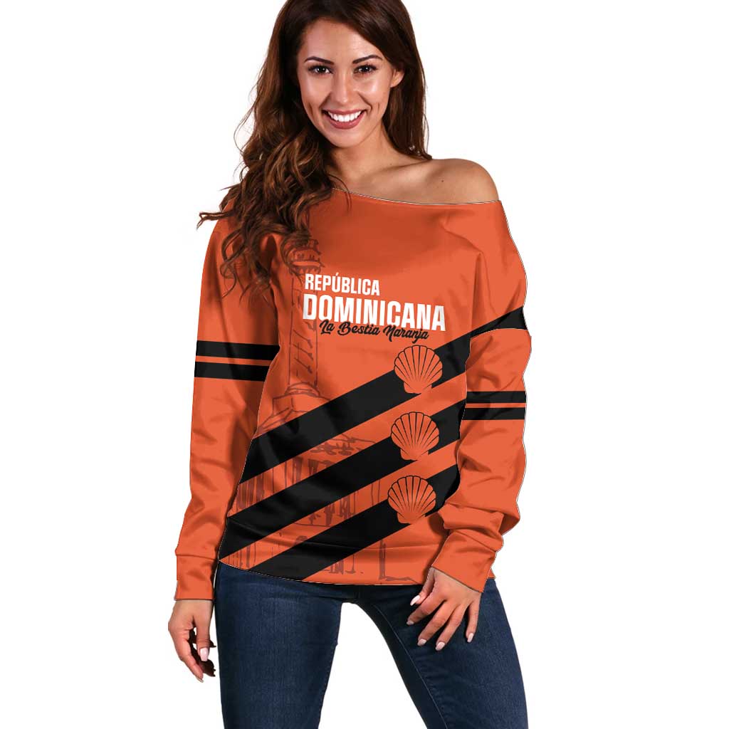 Cibao Dominican Republic Football Custom Off Shoulder Sweater Vamos La Bestia Naranja - Wonder Print Shop