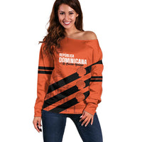 Cibao Dominican Republic Football Custom Off Shoulder Sweater Vamos La Bestia Naranja - Wonder Print Shop