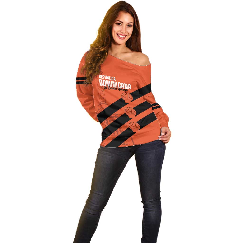 Cibao Dominican Republic Football Custom Off Shoulder Sweater Vamos La Bestia Naranja - Wonder Print Shop