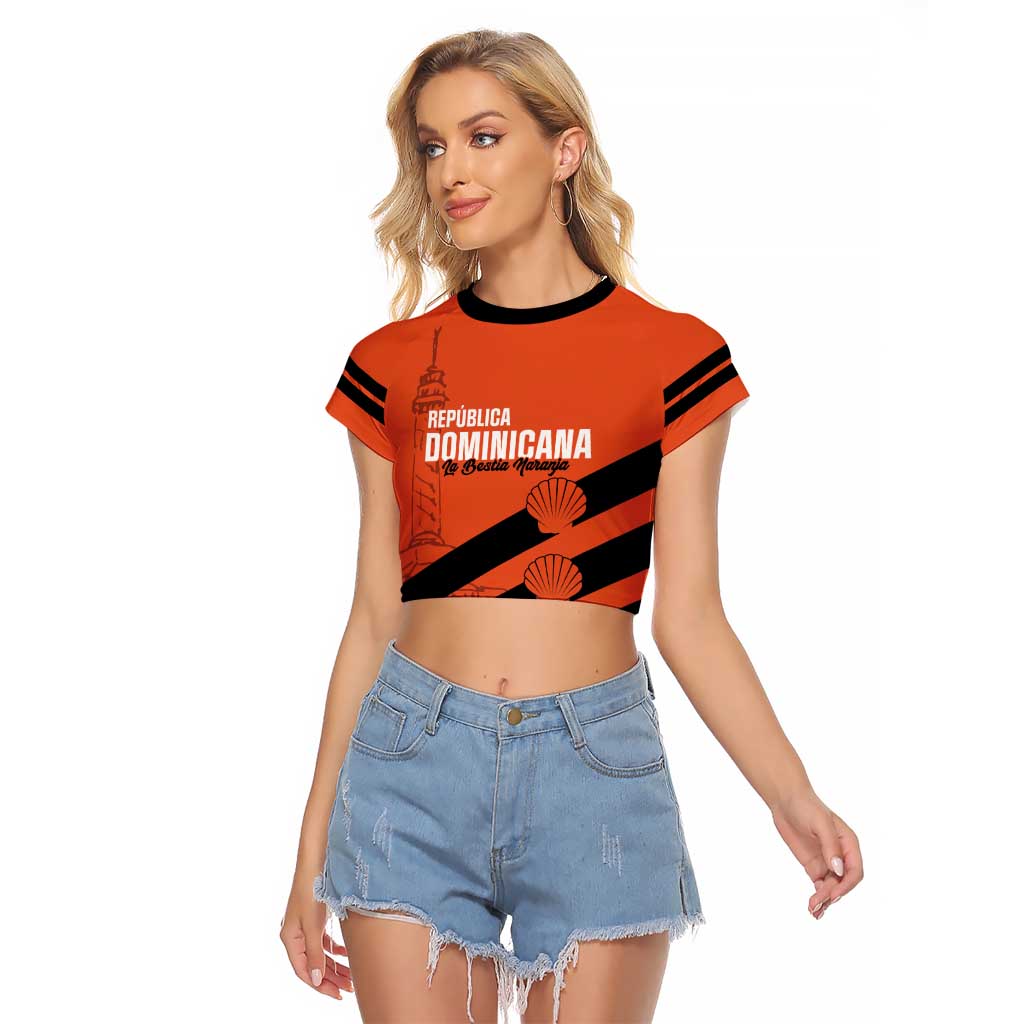 Cibao Dominican Republic Football Custom Raglan Cropped T Shirt Vamos La Bestia Naranja - Wonder Print Shop