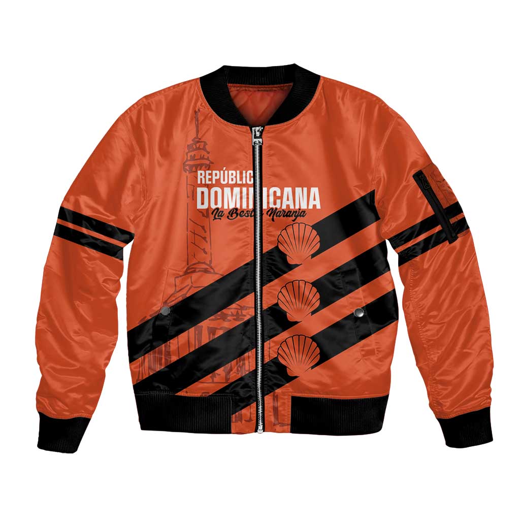 Cibao Dominican Republic Football Custom Sleeve Zip Bomber Jacket Vamos La Bestia Naranja - Wonder Print Shop