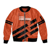 Cibao Dominican Republic Football Custom Sleeve Zip Bomber Jacket Vamos La Bestia Naranja - Wonder Print Shop