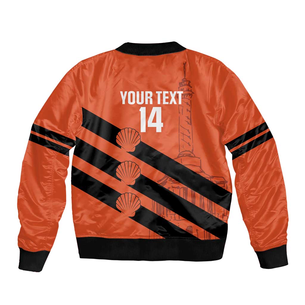 Cibao Dominican Republic Football Custom Sleeve Zip Bomber Jacket Vamos La Bestia Naranja - Wonder Print Shop