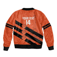 Cibao Dominican Republic Football Custom Sleeve Zip Bomber Jacket Vamos La Bestia Naranja - Wonder Print Shop