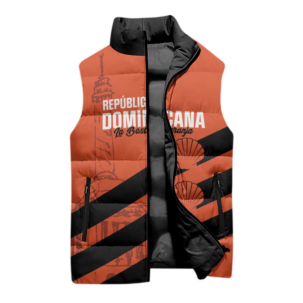 Cibao Dominican Republic Football Custom Sleeveless Puffer Jacket Vamos La Bestia Naranja - Wonder Print Shop