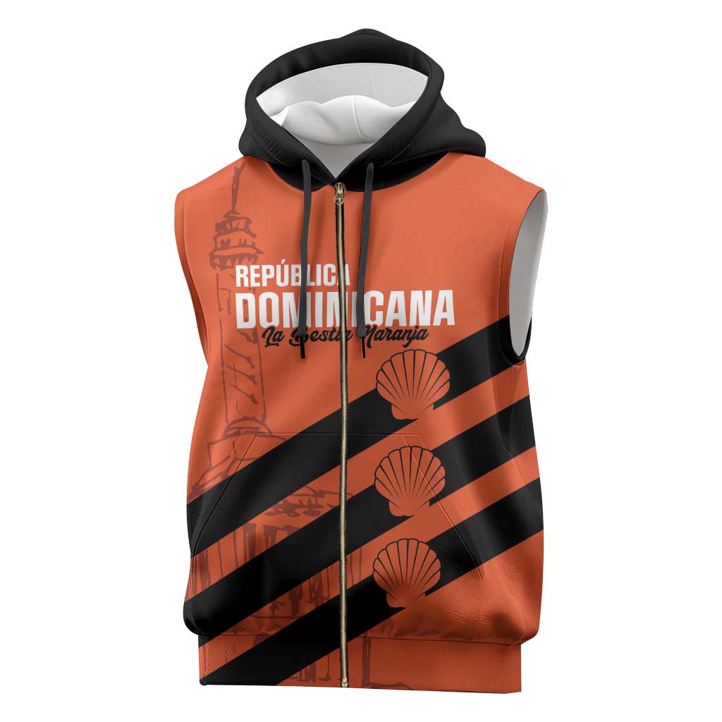Cibao Dominican Republic Football Custom Sleeveless Zip Hoodie Vamos La Bestia Naranja - Wonder Print Shop