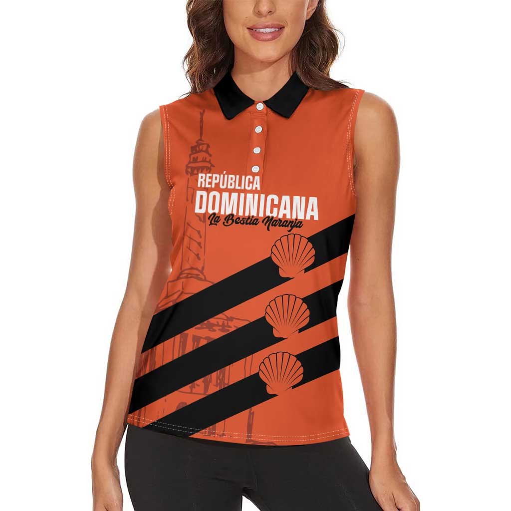 Cibao Dominican Republic Football Custom Women Sleeveless Polo Shirt Vamos La Bestia Naranja - Wonder Print Shop