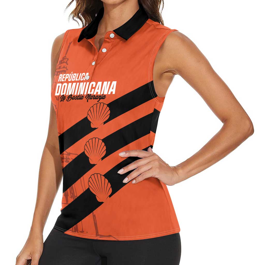 Cibao Dominican Republic Football Custom Women Sleeveless Polo Shirt Vamos La Bestia Naranja - Wonder Print Shop
