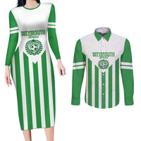 Weymouth Barbados Football Custom Couples Matching Long Sleeve Bodycon Dress and Long Sleeve Button Shirt Come On Wales - Wonder Print Shop