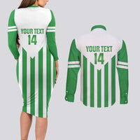 Weymouth Barbados Football Custom Couples Matching Long Sleeve Bodycon Dress and Long Sleeve Button Shirt Come On Wales - Wonder Print Shop