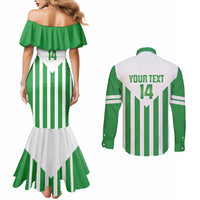 Weymouth Barbados Football Custom Couples Matching Mermaid Dress and Long Sleeve Button Shirt Come On Wales - Wonder Print Shop