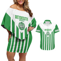Weymouth Barbados Football Custom Couples Matching Off Shoulder Short Dress and Hawaiian Shirt Come On Wales - Wonder Print Shop
