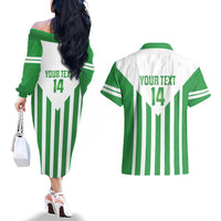 Weymouth Barbados Football Custom Couples Matching Off The Shoulder Long Sleeve Dress and Hawaiian Shirt Come On Wales - Wonder Print Shop