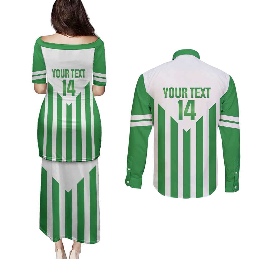 Weymouth Barbados Football Custom Couples Matching Puletasi and Long Sleeve Button Shirt Come On Wales - Wonder Print Shop