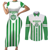 Weymouth Barbados Football Custom Couples Matching Short Sleeve Bodycon Dress and Long Sleeve Button Shirt Come On Wales - Wonder Print Shop