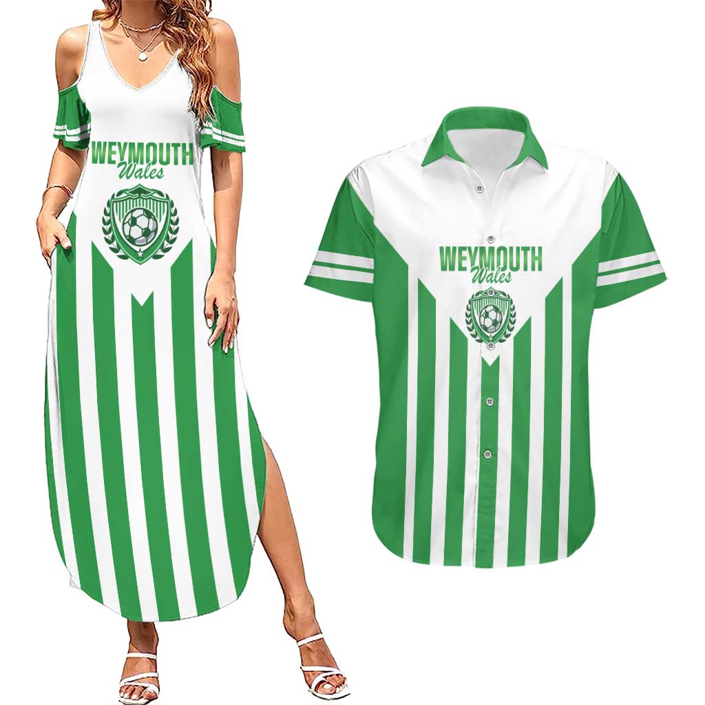 Weymouth Barbados Football Custom Couples Matching Summer Maxi Dress and Hawaiian Shirt Come On Wales - Wonder Print Shop