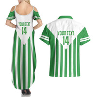 Weymouth Barbados Football Custom Couples Matching Summer Maxi Dress and Hawaiian Shirt Come On Wales - Wonder Print Shop
