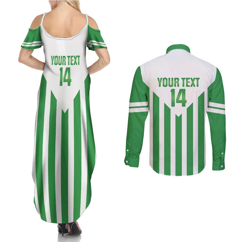 Weymouth Barbados Football Custom Couples Matching Summer Maxi Dress and Long Sleeve Button Shirt Come On Wales - Wonder Print Shop
