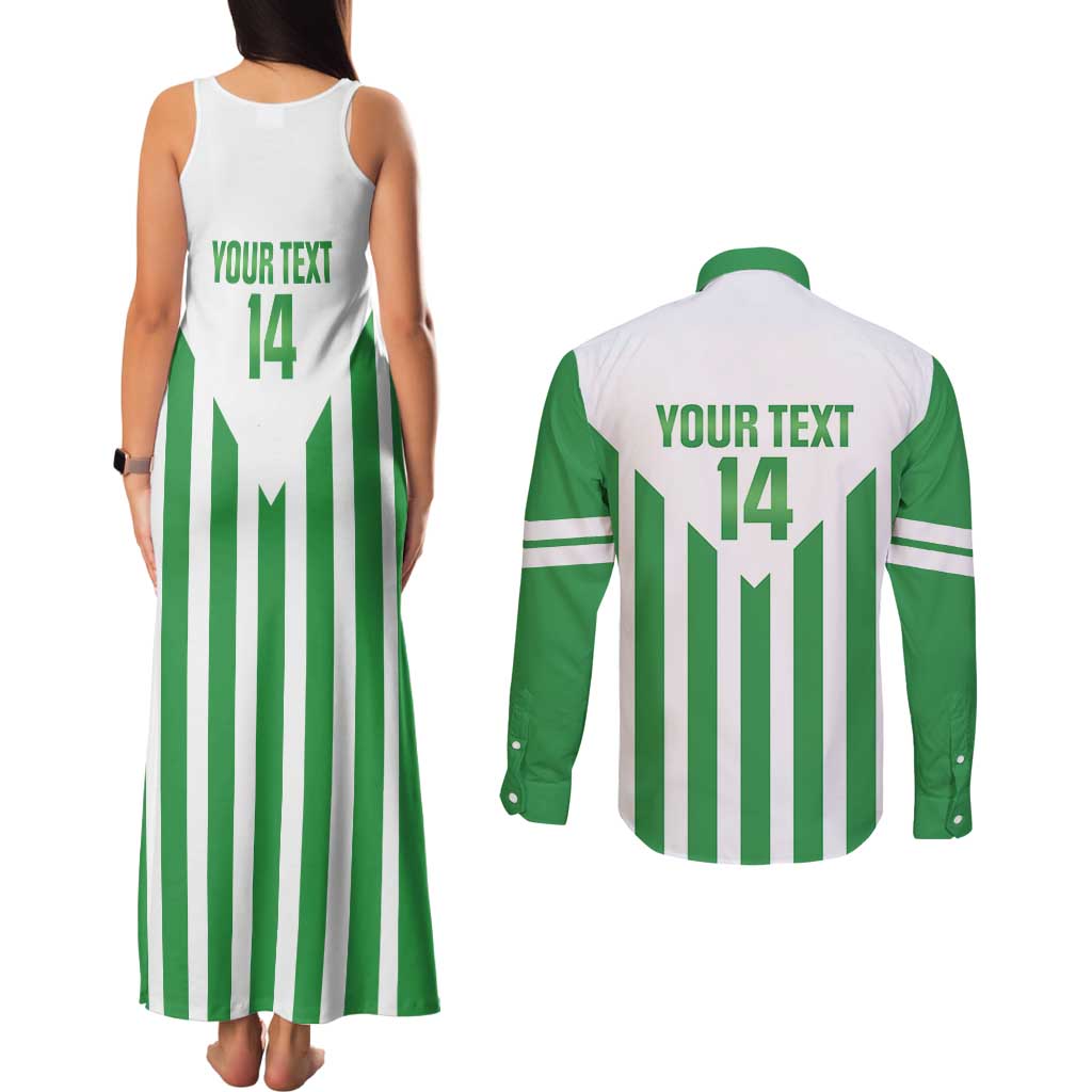 Weymouth Barbados Football Custom Couples Matching Tank Maxi Dress and Long Sleeve Button Shirt Come On Wales - Wonder Print Shop