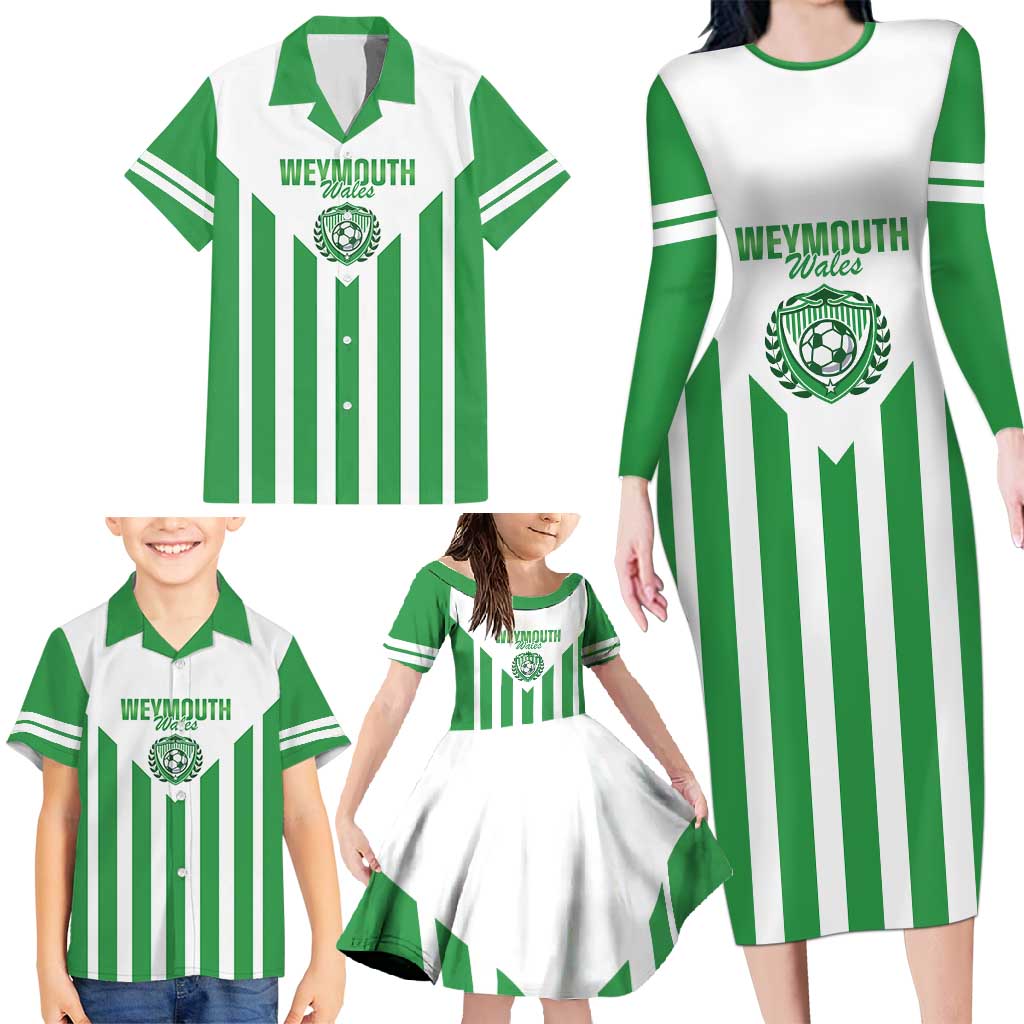 Weymouth Barbados Football Custom Family Matching Long Sleeve Bodycon Dress and Hawaiian Shirt Come On Wales - Wonder Print Shop