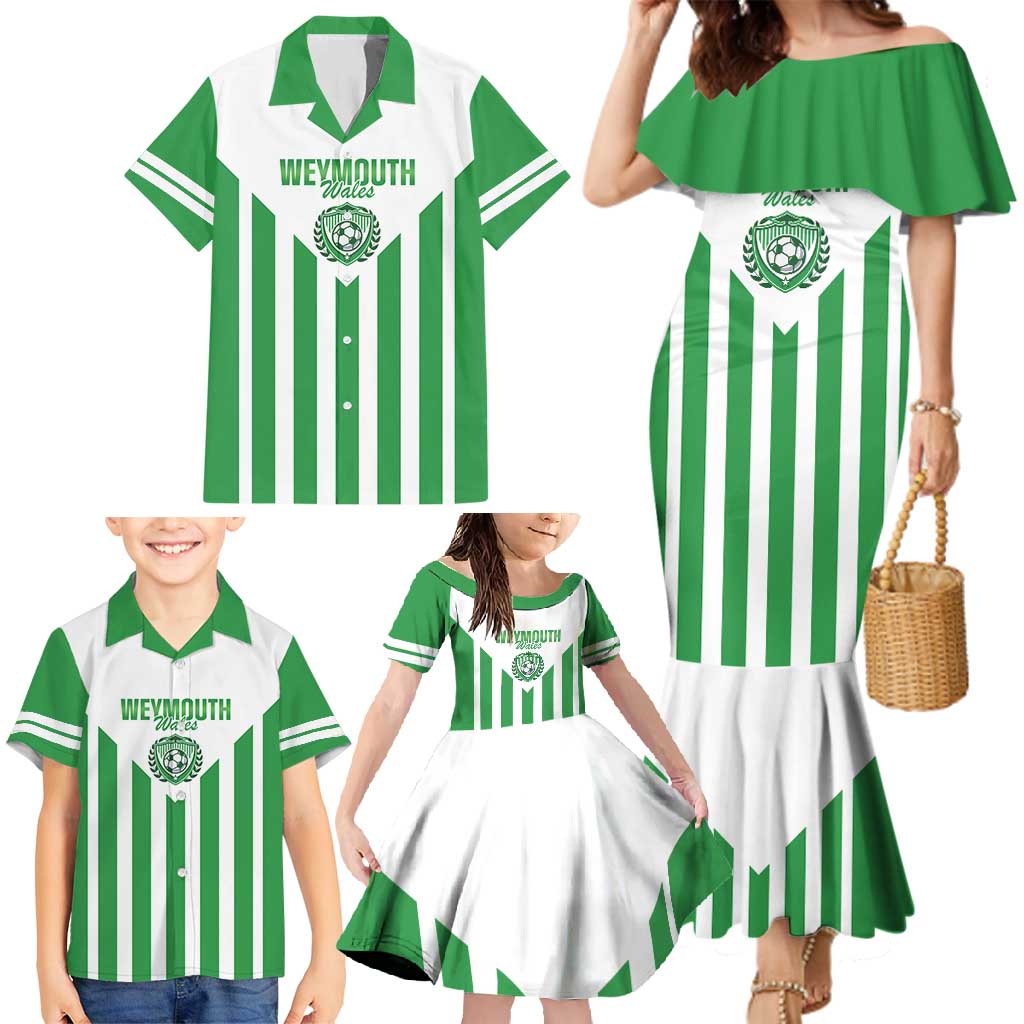 Weymouth Barbados Football Custom Family Matching Mermaid Dress and Hawaiian Shirt Come On Wales - Wonder Print Shop