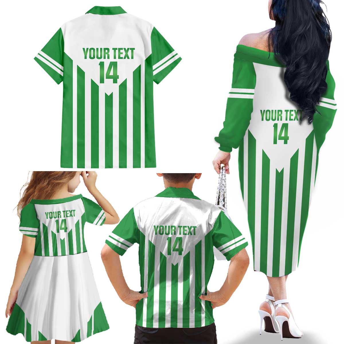 Weymouth Barbados Football Custom Family Matching Off The Shoulder Long Sleeve Dress and Hawaiian Shirt Come On Wales - Wonder Print Shop