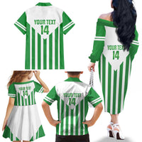 Weymouth Barbados Football Custom Family Matching Off The Shoulder Long Sleeve Dress and Hawaiian Shirt Come On Wales - Wonder Print Shop