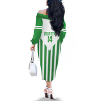 Weymouth Barbados Football Custom Family Matching Off The Shoulder Long Sleeve Dress and Hawaiian Shirt Come On Wales - Wonder Print Shop