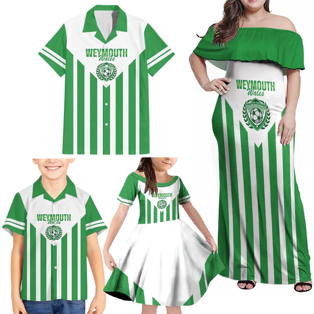 Weymouth Barbados Football Custom Family Matching Off Shoulder Maxi Dress and Hawaiian Shirt Come On Wales - Wonder Print Shop
