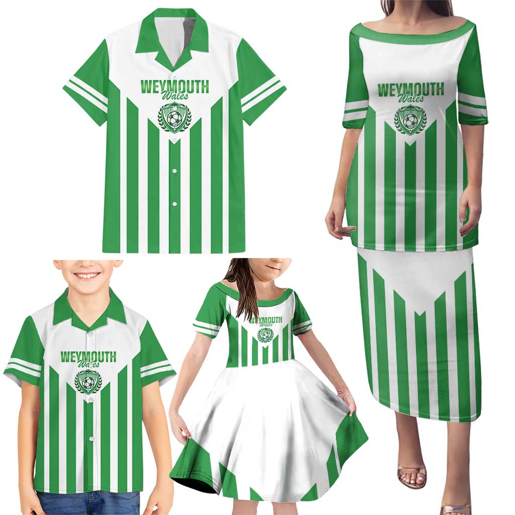 Weymouth Barbados Football Custom Family Matching Puletasi and Hawaiian Shirt Come On Wales - Wonder Print Shop