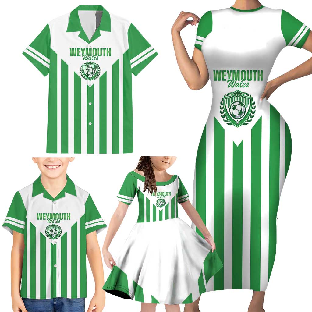 Weymouth Barbados Football Custom Family Matching Short Sleeve Bodycon Dress and Hawaiian Shirt Come On Wales - Wonder Print Shop