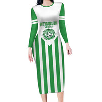Weymouth Barbados Football Custom Long Sleeve Bodycon Dress Come On Wales - Wonder Print Shop