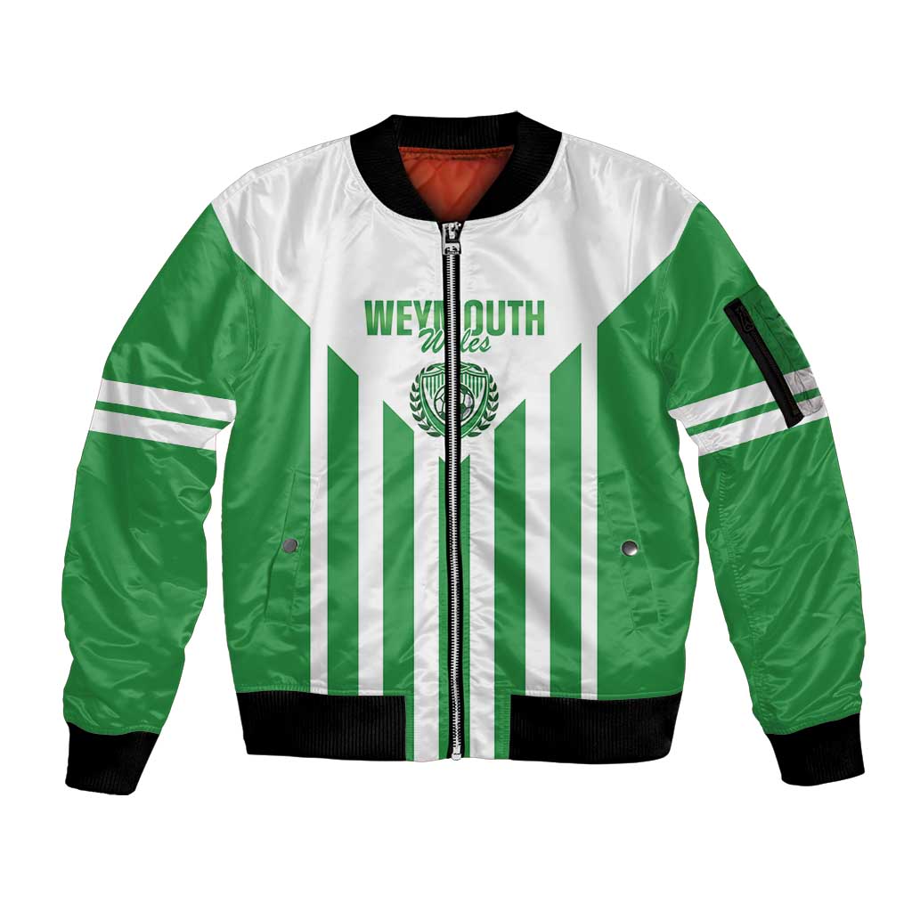 Weymouth Barbados Football Custom Sleeve Zip Bomber Jacket Come On Wales - Wonder Print Shop