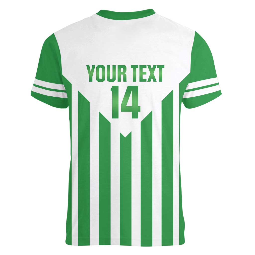 Weymouth Barbados Football Custom Women V-Neck T-Shirt Come On Wales - Wonder Print Shop