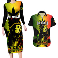 Jamaica Legend Bob Couples Matching Long Sleeve Bodycon Dress and Hawaiian Shirt The King Of Reggae - Wonder Print Shop