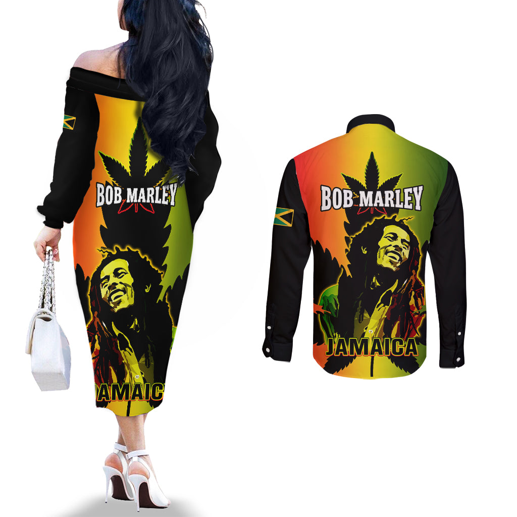 jamaica-bob-marley-couples-matching-off-the-shoulder-long-sleeve-dress-and-long-sleeve-button-shirts-the-king-of-reggae