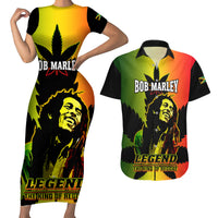 Jamaica Legend Bob Couples Matching Short Sleeve Bodycon Dress and Hawaiian Shirt The King Of Reggae - Wonder Print Shop