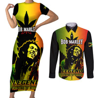 Jamaica Legend Bob Couples Matching Short Sleeve Bodycon Dress and Long Sleeve Button Shirts The King Of Reggae - Wonder Print Shop