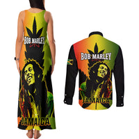 Jamaica Legend Bob Couples Matching Tank Maxi Dress and Long Sleeve Button Shirts The King Of Reggae - Wonder Print Shop