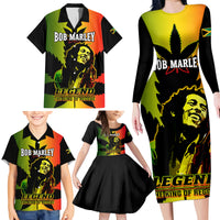 Jamaica Legend Bob Family Matching Long Sleeve Bodycon Dress and Hawaiian Shirt The King Of Reggae - Wonder Print Shop