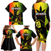 Jamaica Legend Bob Family Matching Long Sleeve Bodycon Dress and Hawaiian Shirt The King Of Reggae - Wonder Print Shop