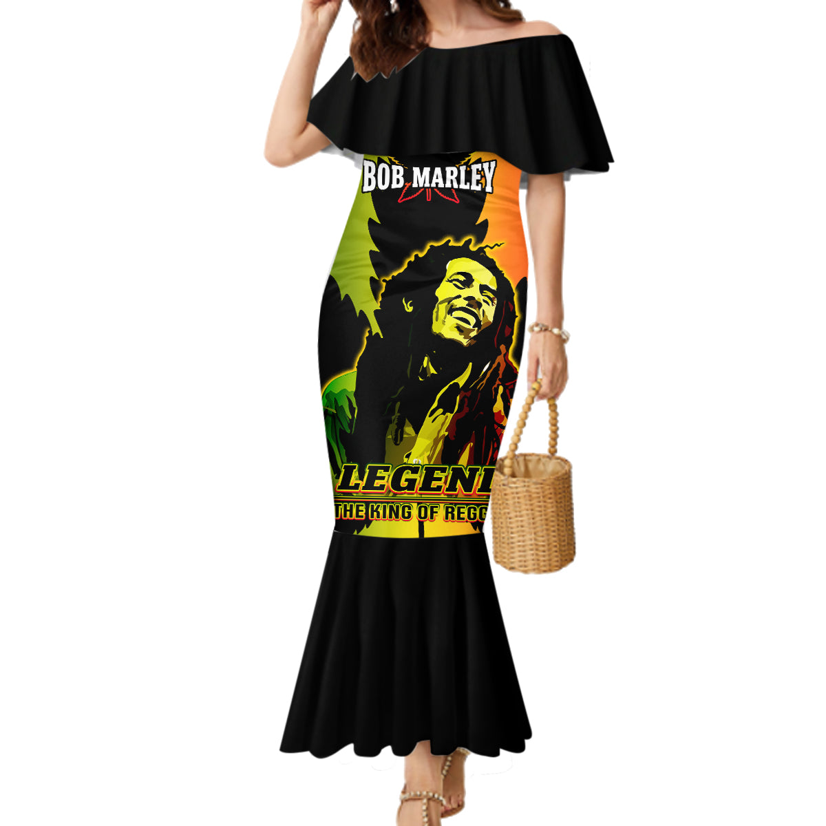 Jamaica Legend Bob Family Matching Mermaid Dress and Hawaiian Shirt The King Of Reggae - Wonder Print Shop