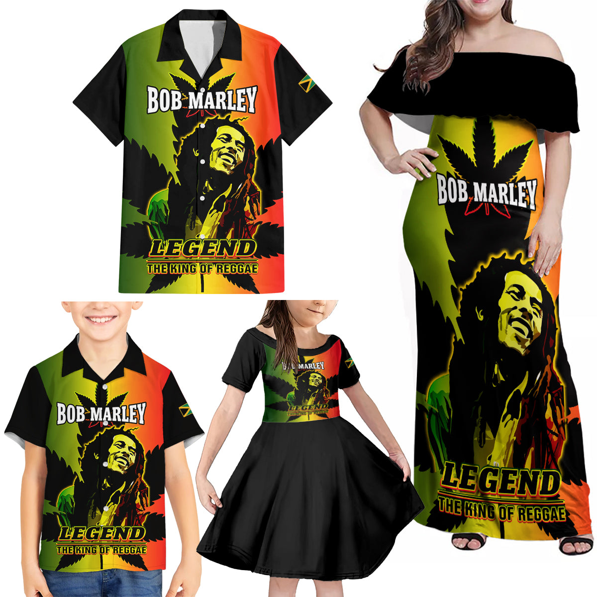 jamaica-bob-marley-family-matching-off-shoulder-maxi-dress-and-hawaiian-shirt-the-king-of-reggae