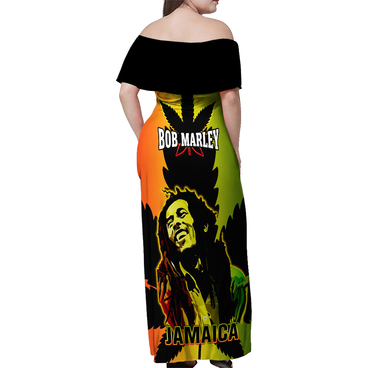 Jamaica Legend Bob Family Matching Off Shoulder Maxi Dress and Hawaiian Shirt The King Of Reggae - Wonder Print Shop